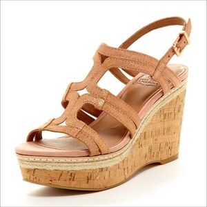 LUCKY BRAND Keena Wedge Sandal Rosegold, Size 9